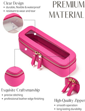 Interior view of Popvibe Slim Makeup Brush Bag with makeup brushes and essentials
