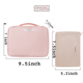 Interior view of Queboom Travel Makeup Bag showing compartments