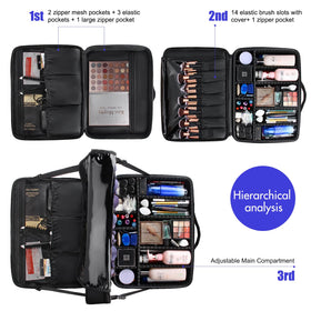 Interior view of Relavel Extra Large Makeup Case with adjustable dividers