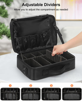 Interior view of Relavel Makeup Bag showing adjustable dividers