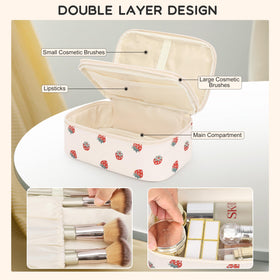 Interior view of Relavel Small Makeup Bag showcasing elastic slots and brush holders