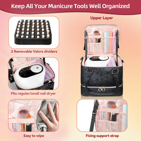 Interior view of SIYNPAV Nail Polish Organizer Bag with nail polish bottles