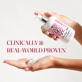 IntiMD Coochy Plus Sweet Bliss Intimate Shaving Cream in bathroom setting
