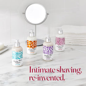 IntiMD Coochy Plus Sweet Bliss Intimate Shaving Cream in use during shaving