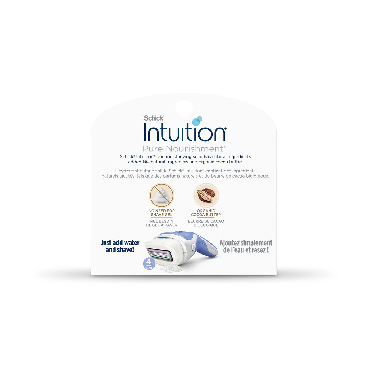 INTUITION Pure Nourishment Razor Refills with organic cocoa butter close-up