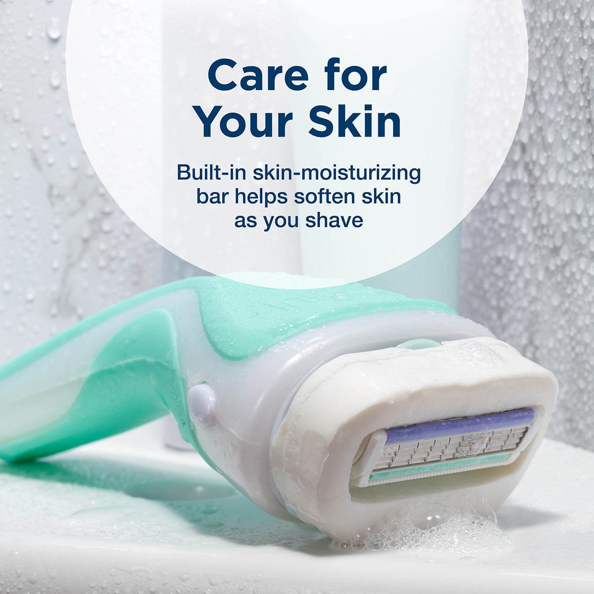 INTUITION Sensitive Care Razor Blades showing the moisturizing bar with aloe