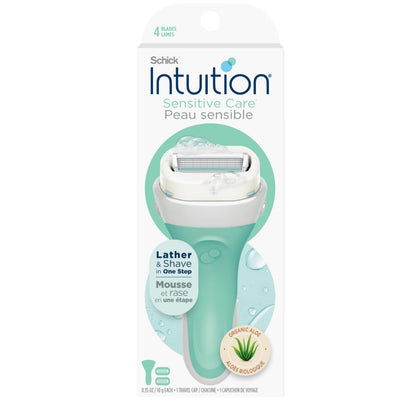 INTUITION Sensitive Care Razor front view with moisturizing bar