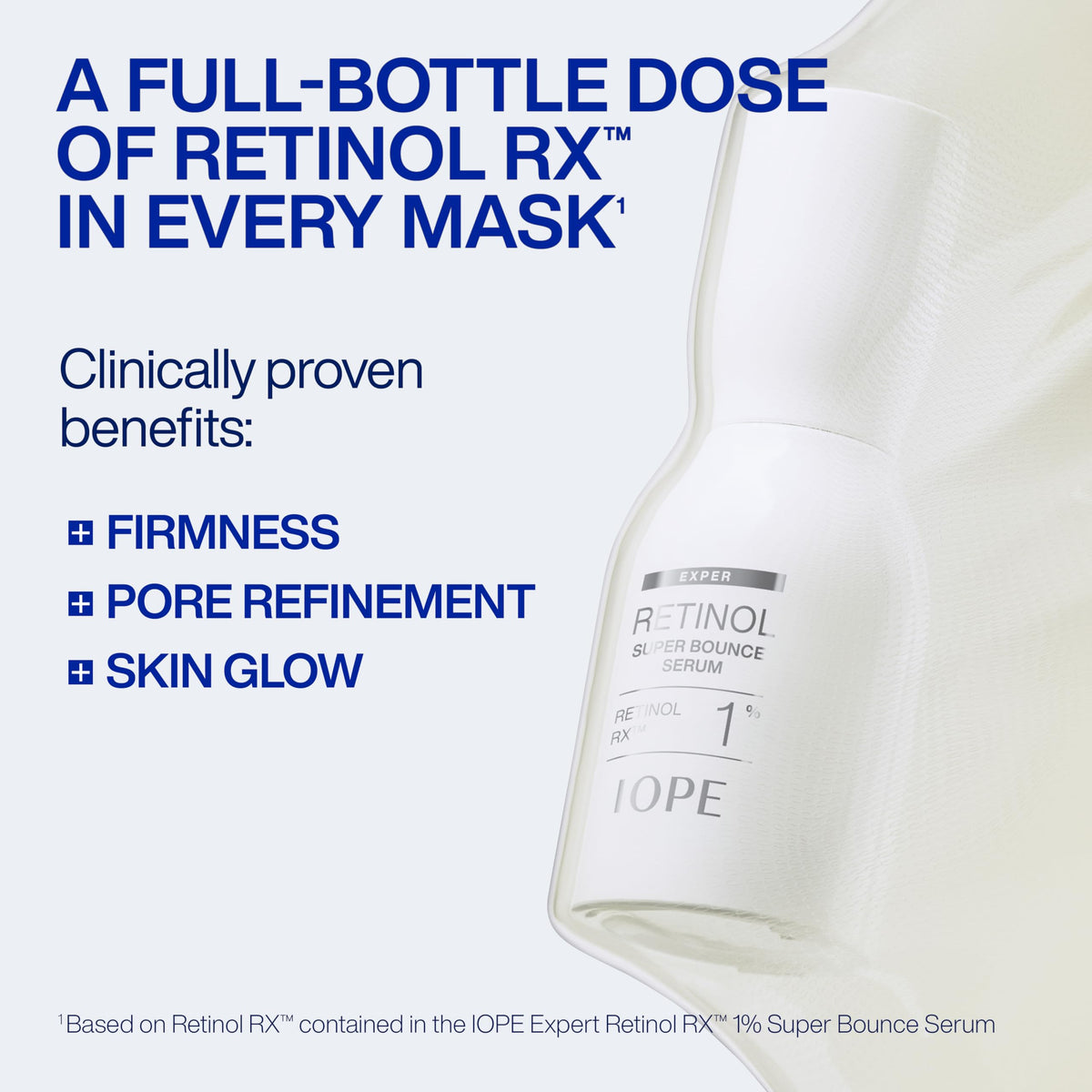 IOPE hydrogel mask application on model's face