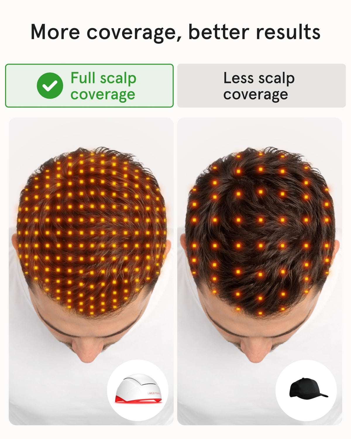 iRestore cap worn by a user relaxing on a couch