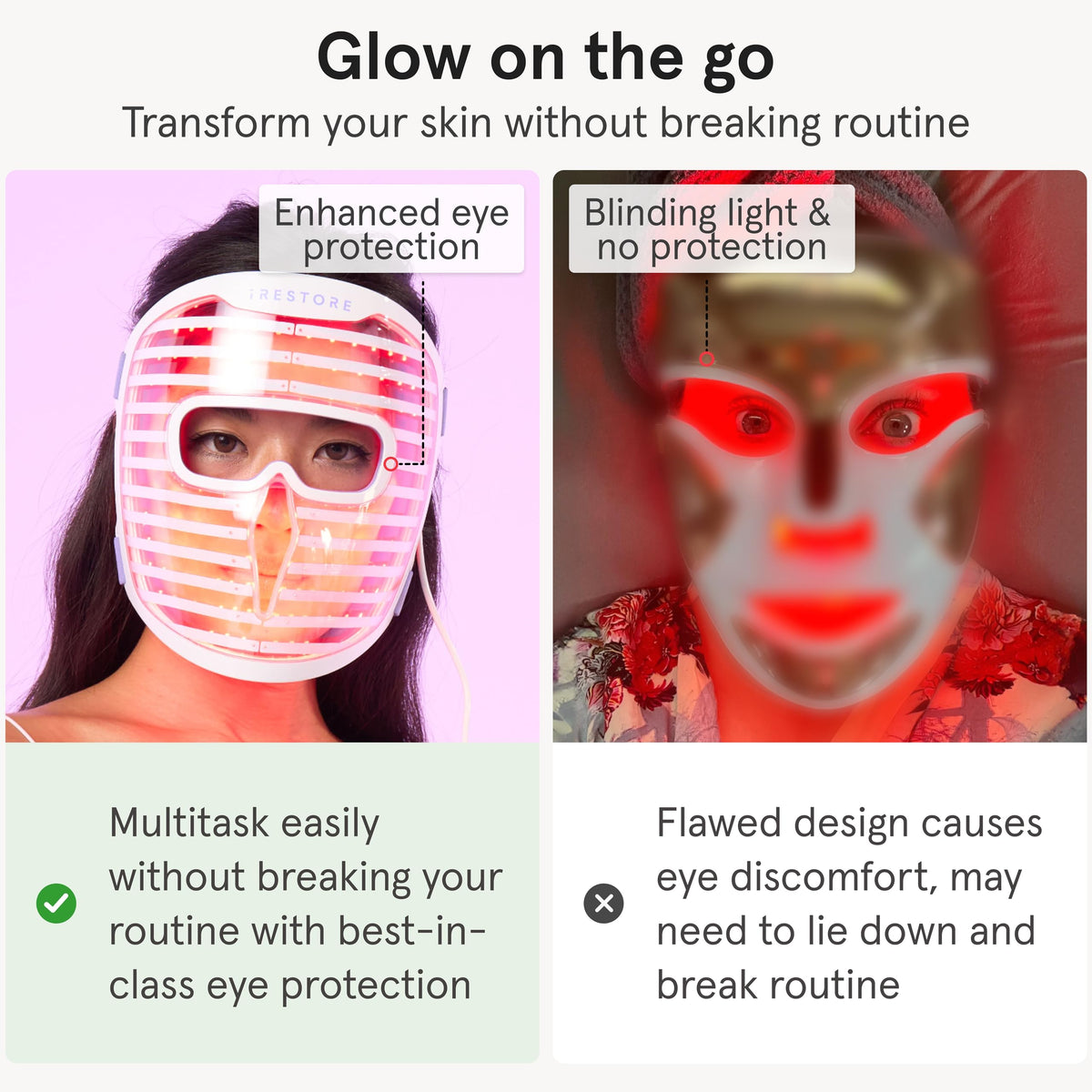 iRestore LED Face Mask showing infrared light