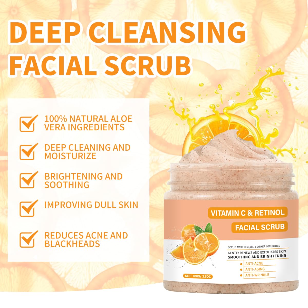 IREV Vitamin C Face Scrub opened showing product inside