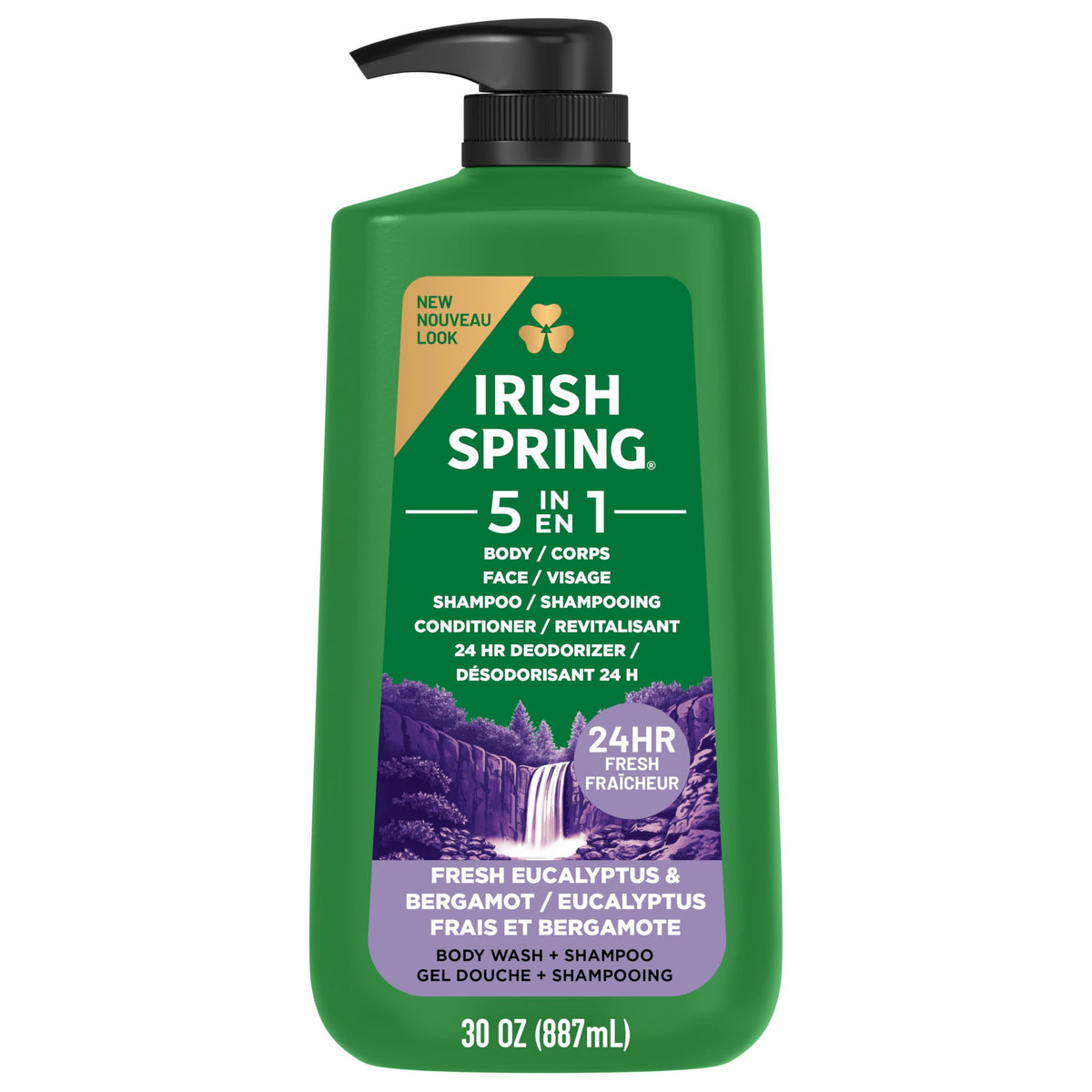 Irish Spring 5 in 1 Body Wash for Men 887 mL front view