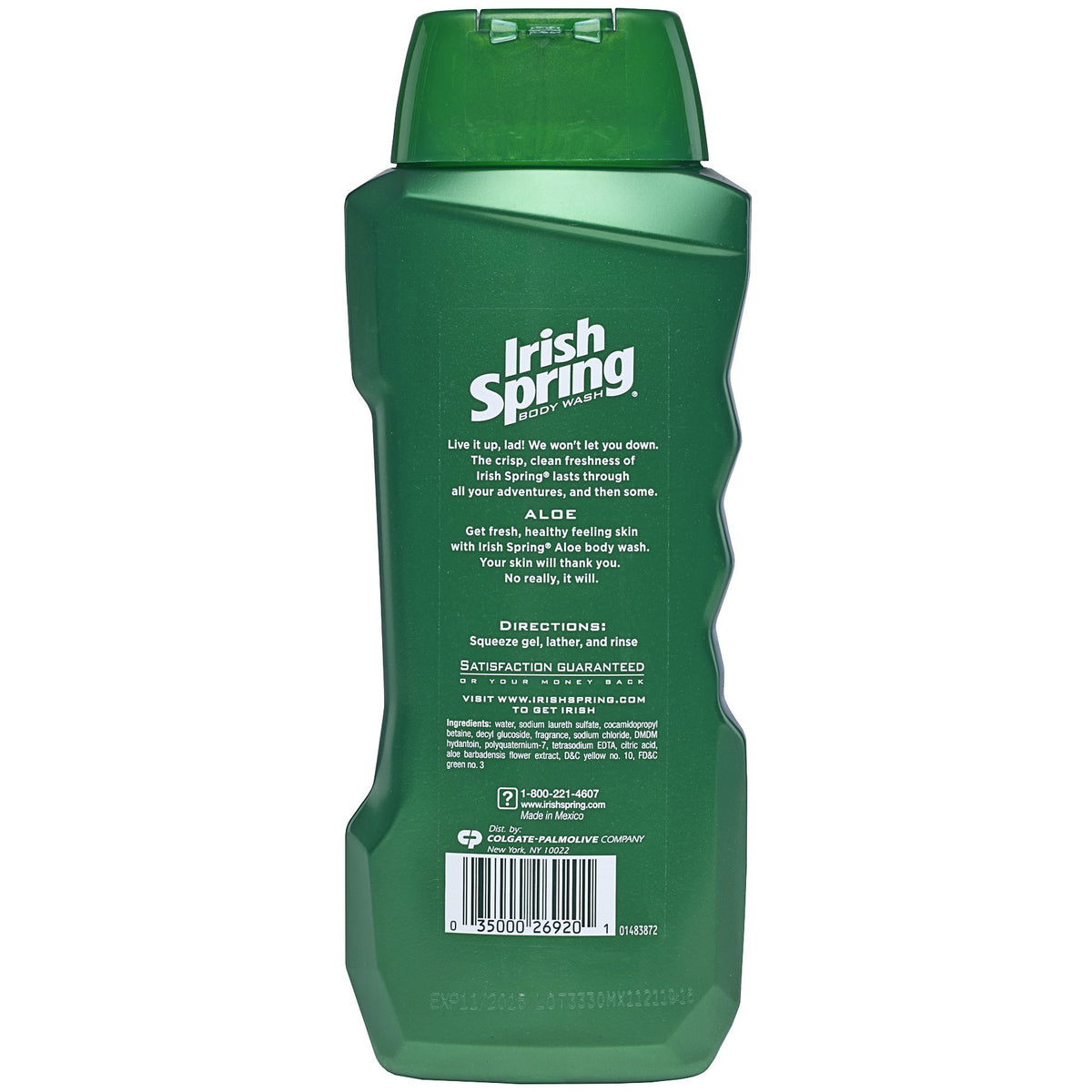 Irish Spring Aloe Vera Body Wash 18 Fl Oz side view