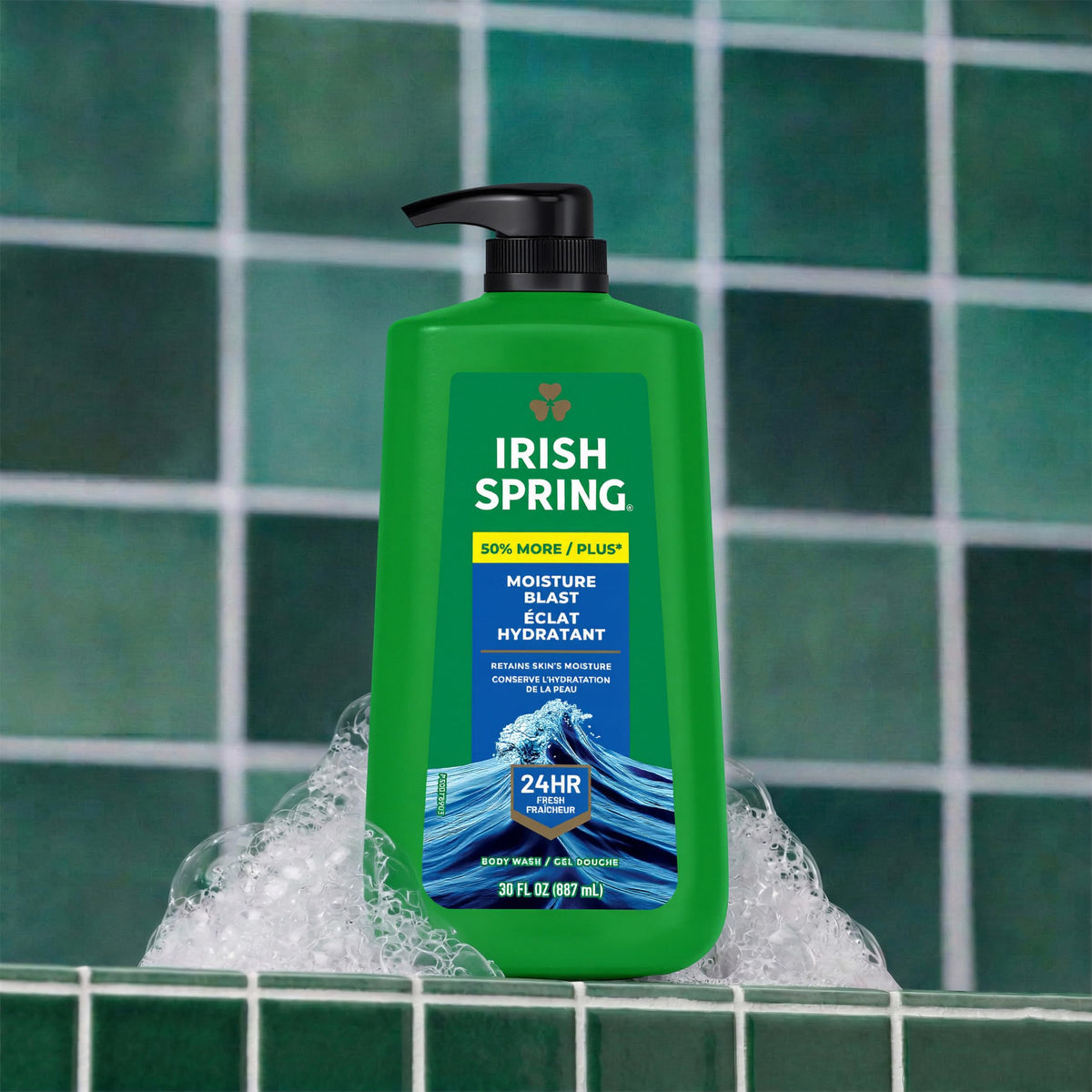 Irish Spring Body Wash Moisture Blast 30 oz pump bottle side view