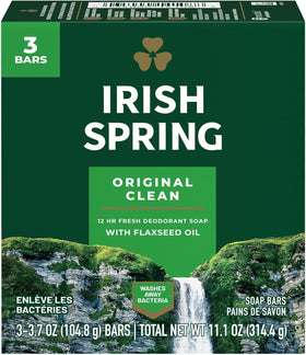 Irish Spring Deodorant Bar Soap Original front view, pack of 2