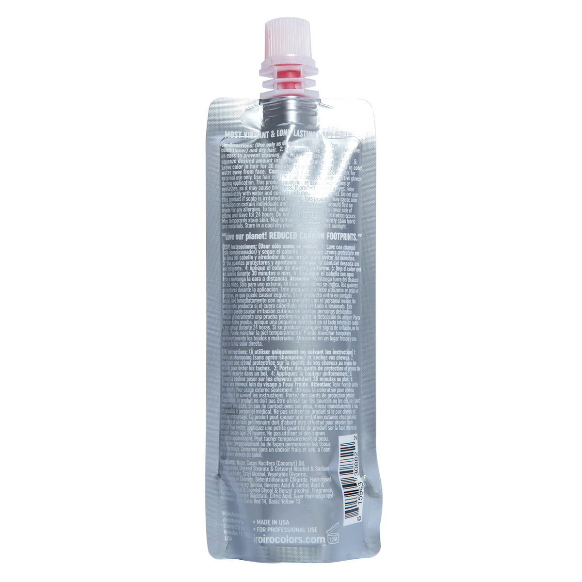 iroiro Dark Red 100 eco-pouch back view with ingredients list