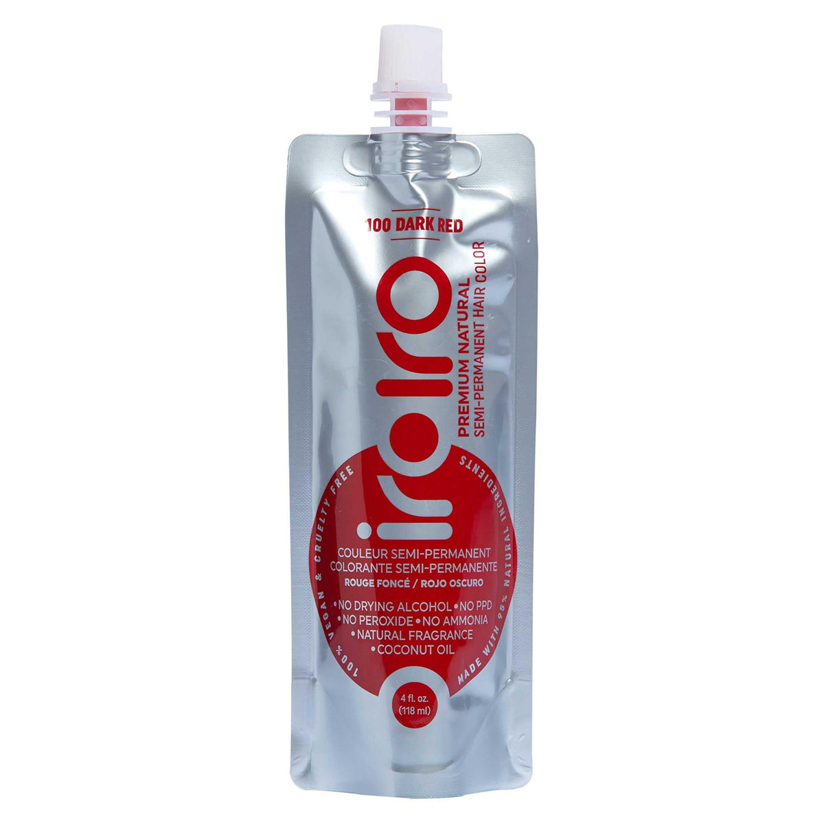 iroiro Premium Natural Semi-Permanent Hair Color Dark Red 100 front view