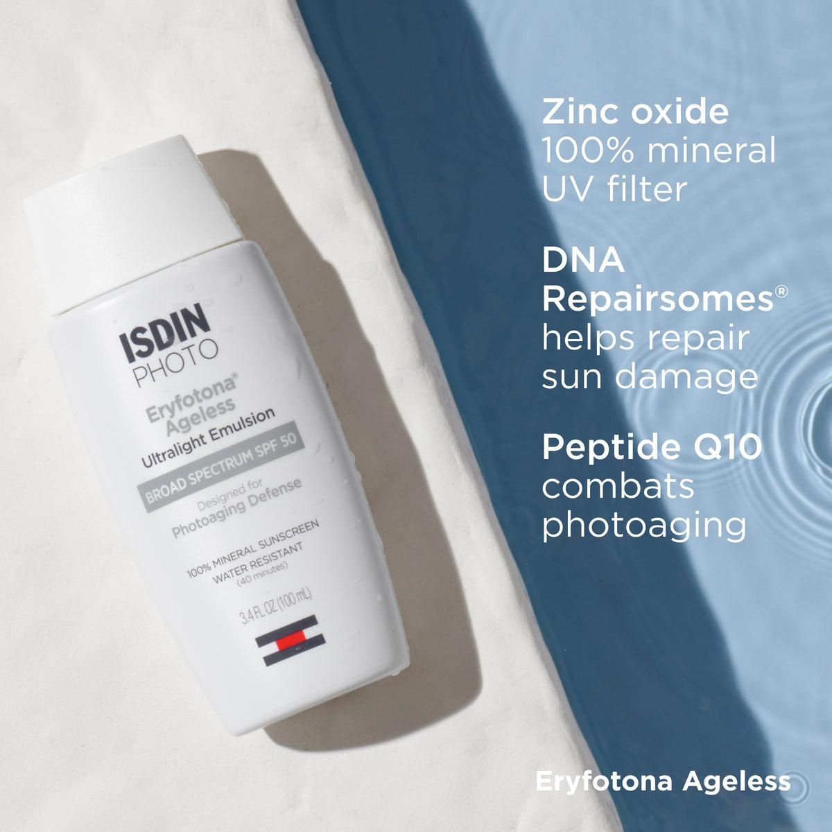 ISDIN Eryfotona Ageless Tinted Mineral Face Sunscreen SPF 50 with makeup products