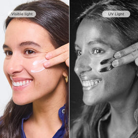 ISDIN Fusion Water MAGIC Face Sunscreen SPF 40 being applied on a model