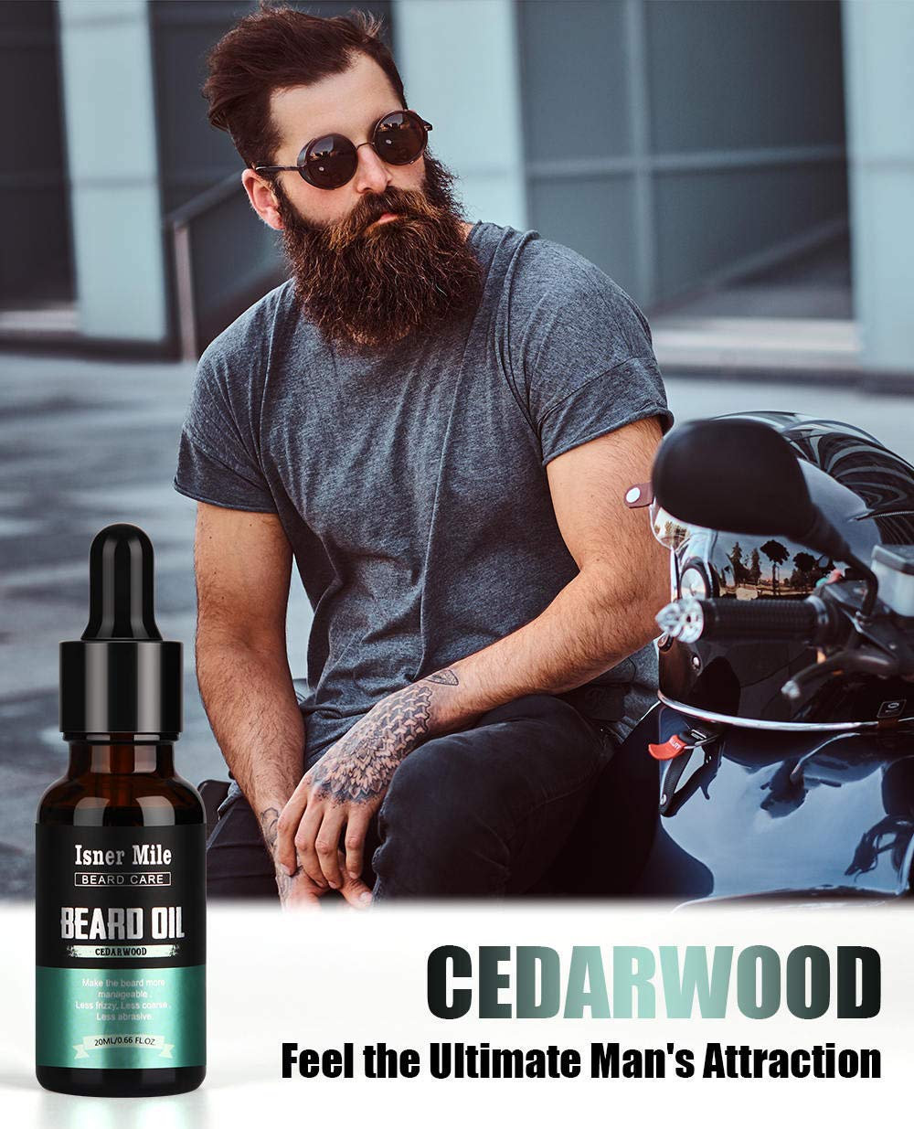 ISNER MILE Beard Oil bottle with Orange scent