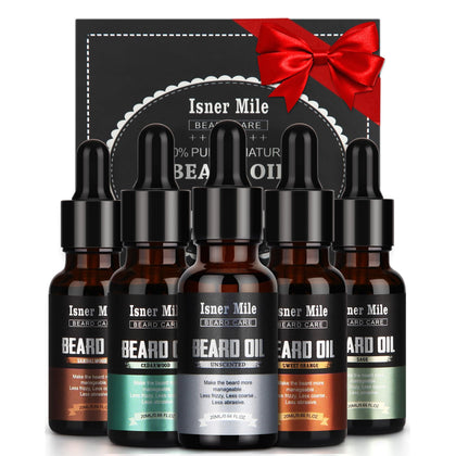 ISNER MILE Beard Oil Kit front view with five bottles