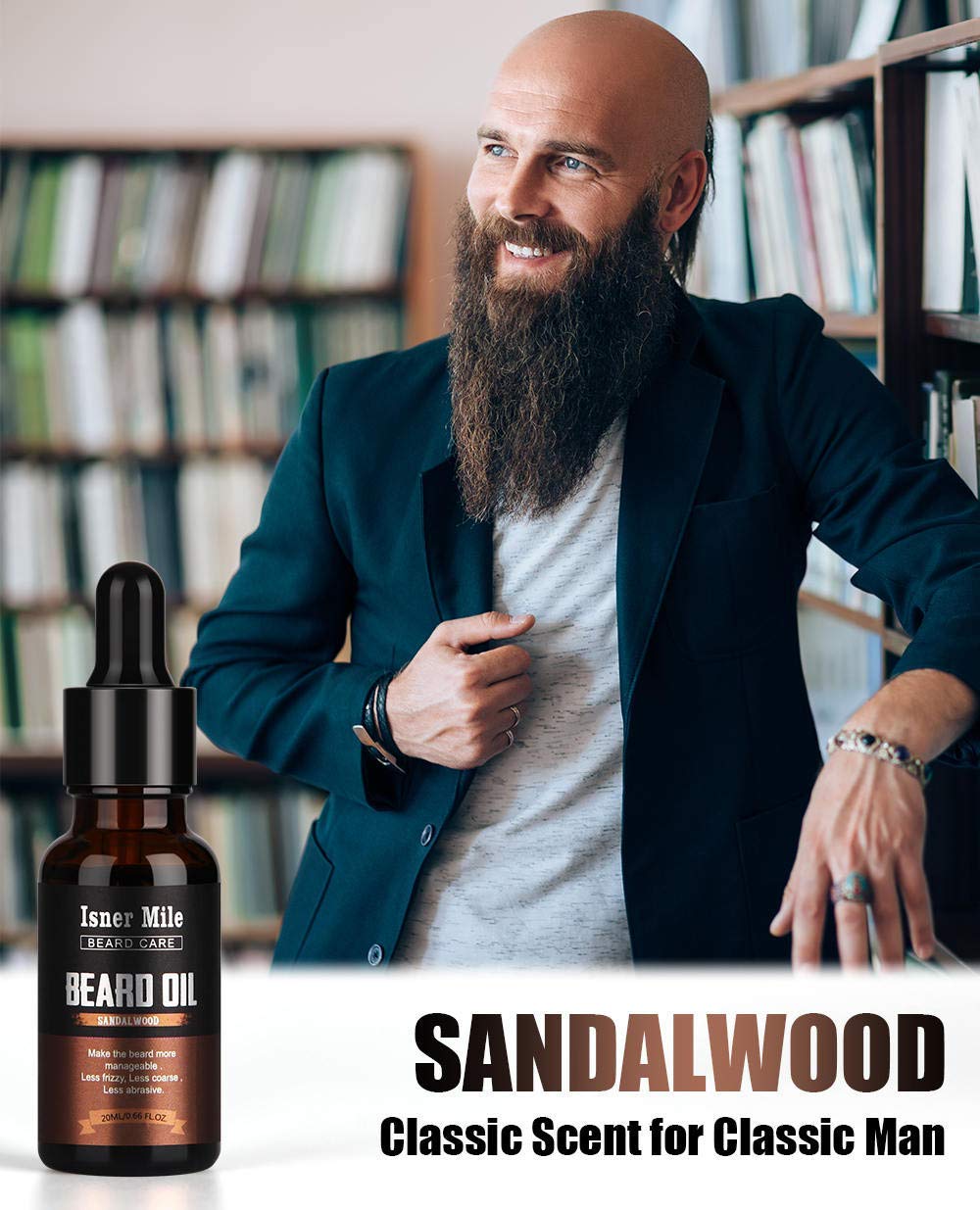 ISNER MILE Beard Oil Kit on a wooden table