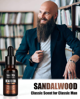 ISNER MILE Beard Oil Kit on a wooden table