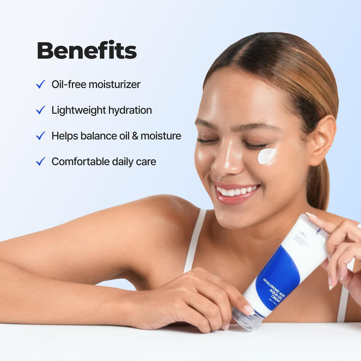 IsNtree Hyaluronic Acid Aqua Gel Cream application on skin