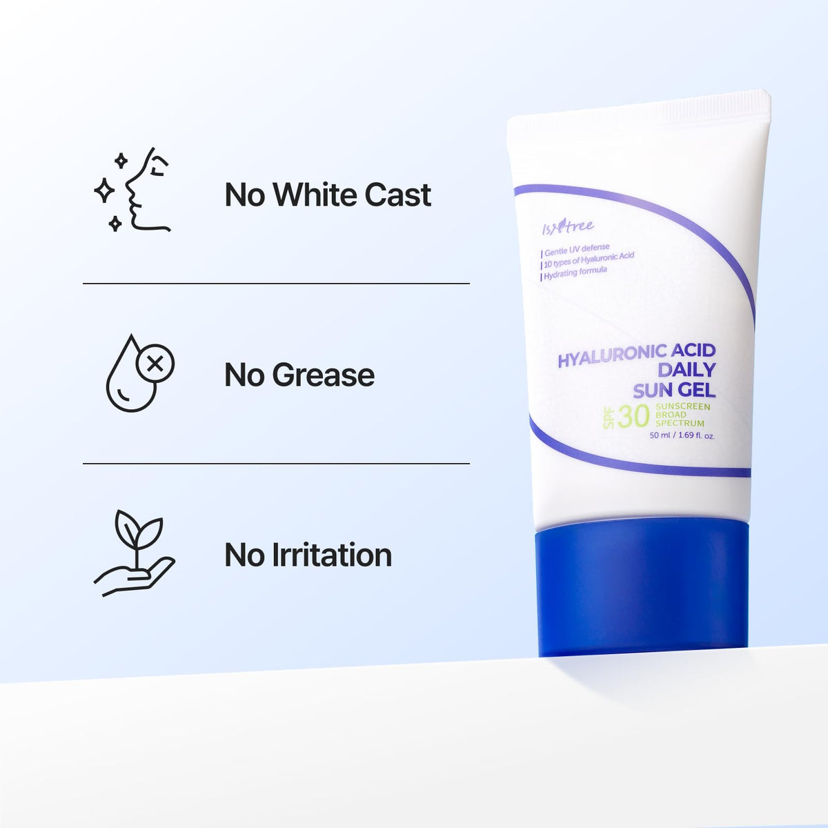 IsNtree Hyaluronic Acid Daily Sun Gel SPF 30 side view