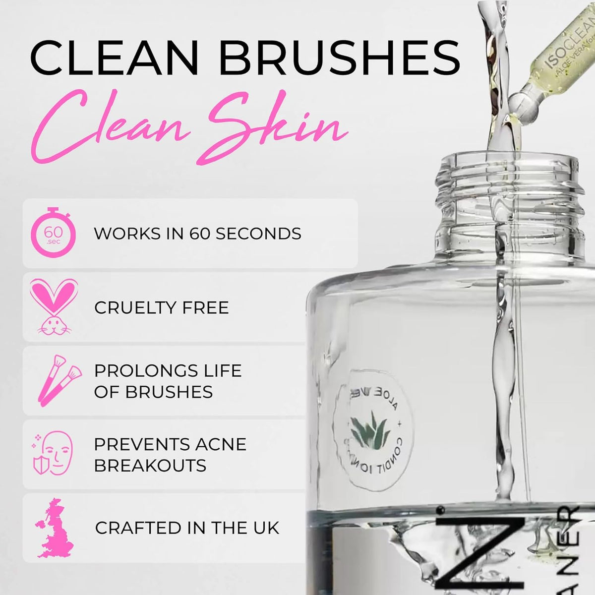 Isoclean Makeup Brush Cleaner 9 fl oz with dip tray