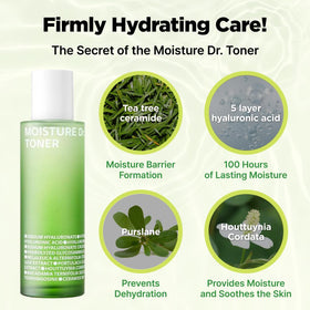 ISOI Moisture Dr. Soothing Toner with a dropper showing texture