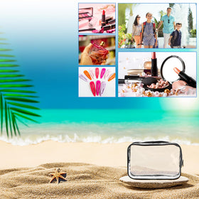 ISUSSER clear makeup bag demonstrating water-resistant feature