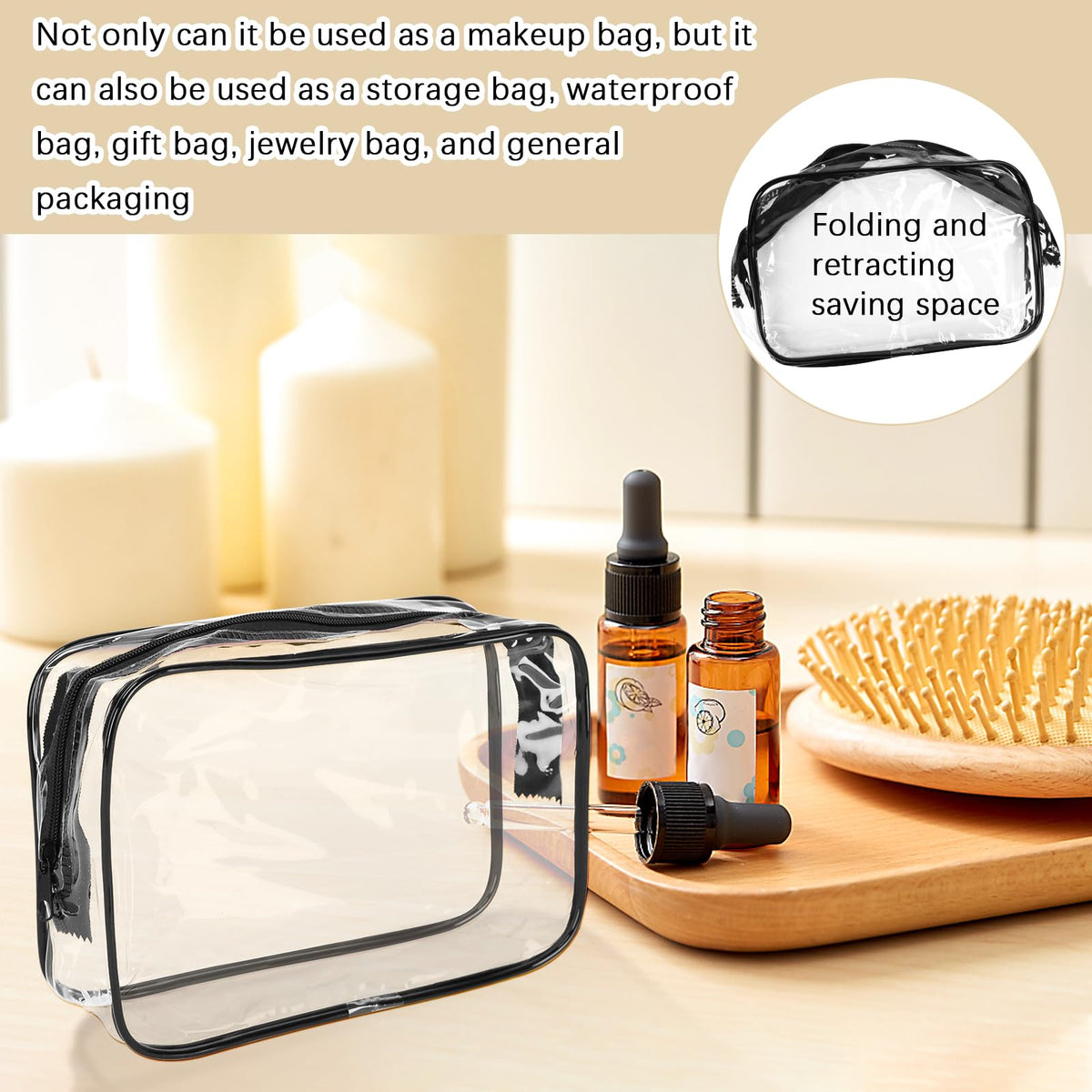 ISUSSER clear makeup bag with stationery items inside