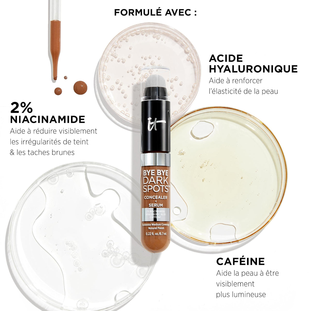 IT Cosmetics Bye Bye Dark Spots Concealer 32 Medium Warm kabuki brush