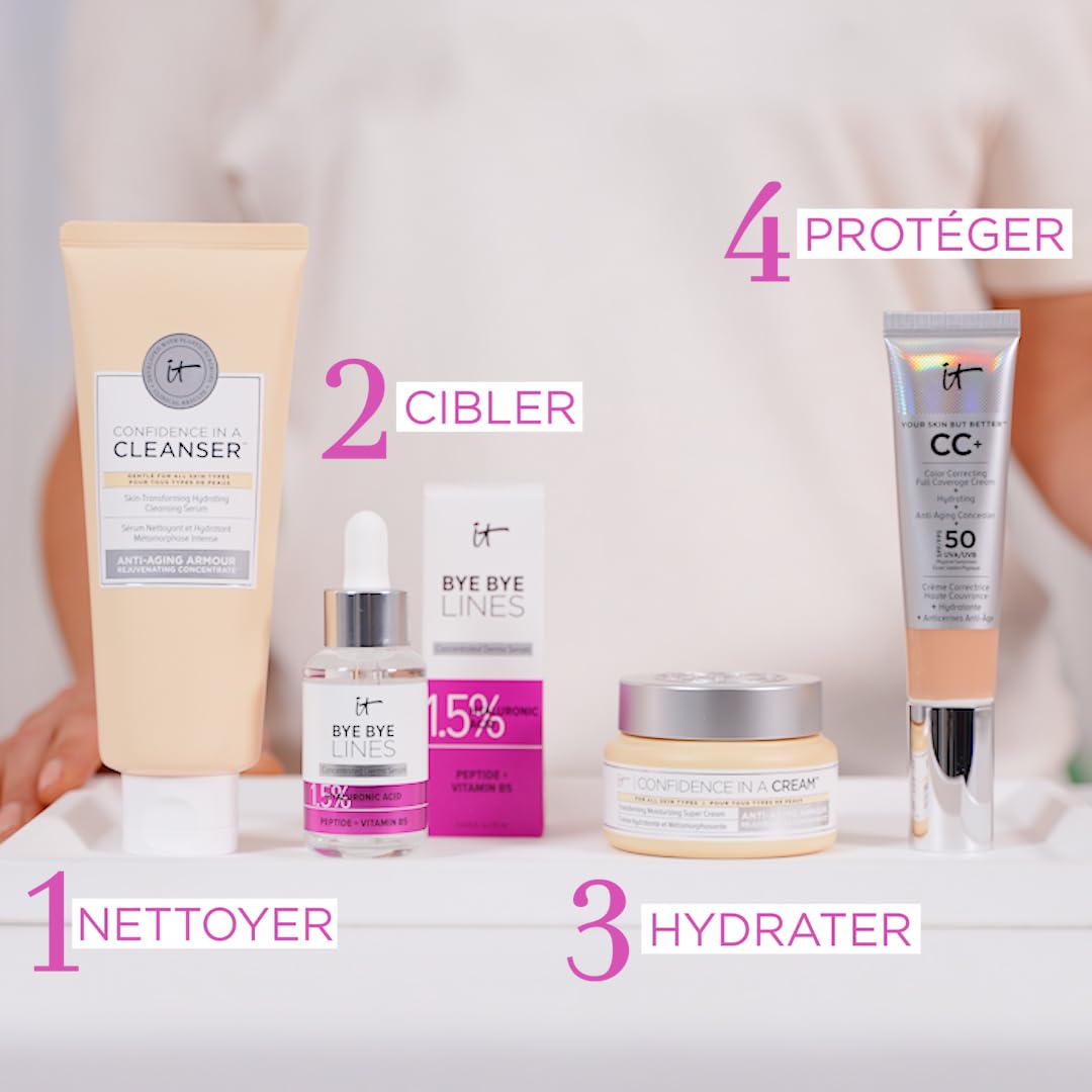 IT Cosmetics Bye Bye Lines Serum with other skincare products