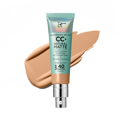 IT Cosmetics CC+ Cream Natural Matte Foundation SPF 40 Neutral Tan front view