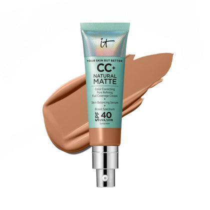 IT Cosmetics CC+ Cream Natural Matte Foundation Tan Rich front view