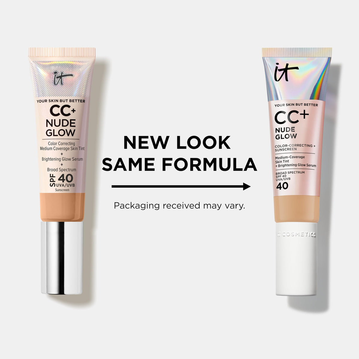IT Cosmetics CC+ Cream Nude Glow SPF 40 Fair Porcelain texture swatch