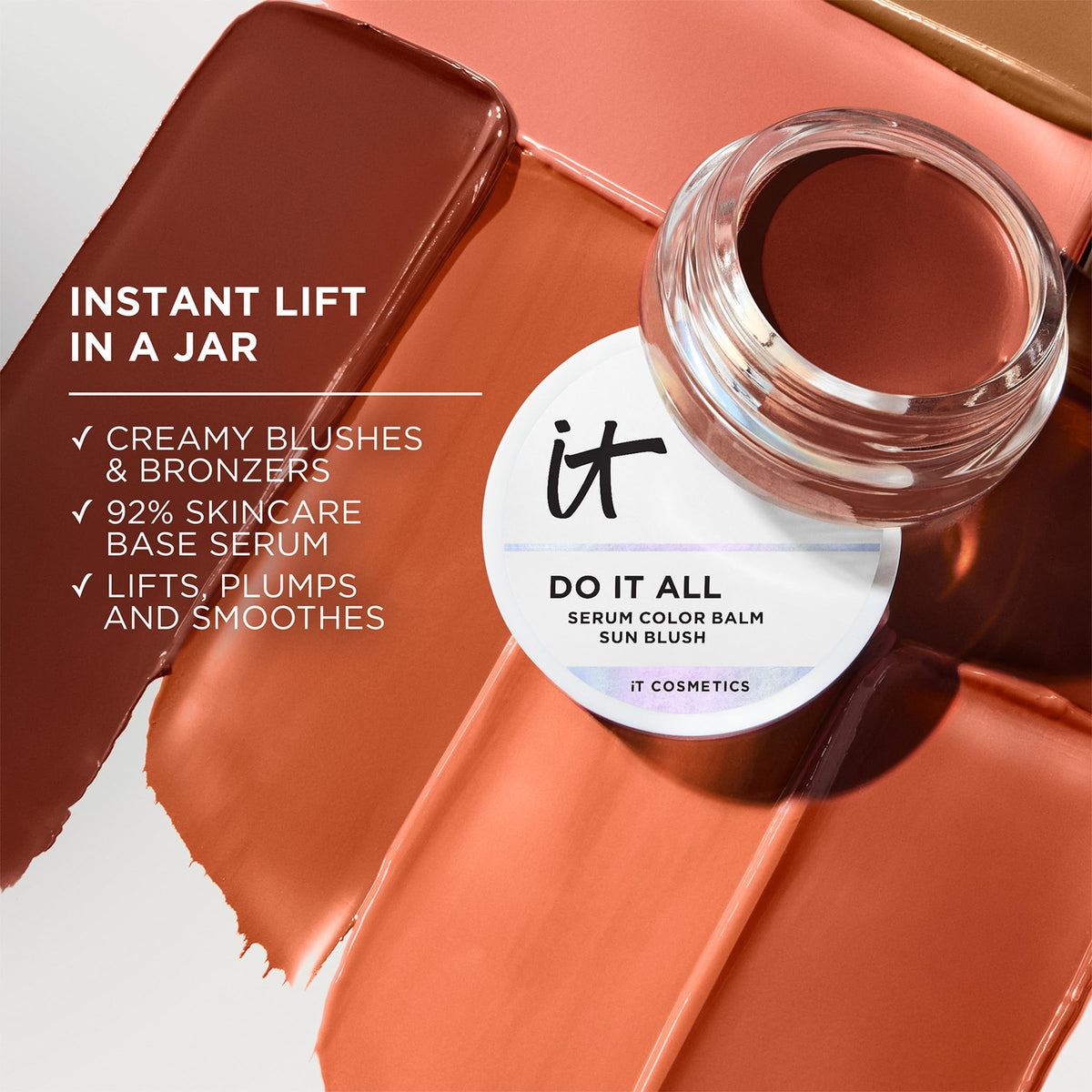 IT Cosmetics Do It All Serum Color Balm Rose Burgundy swatch on skin
