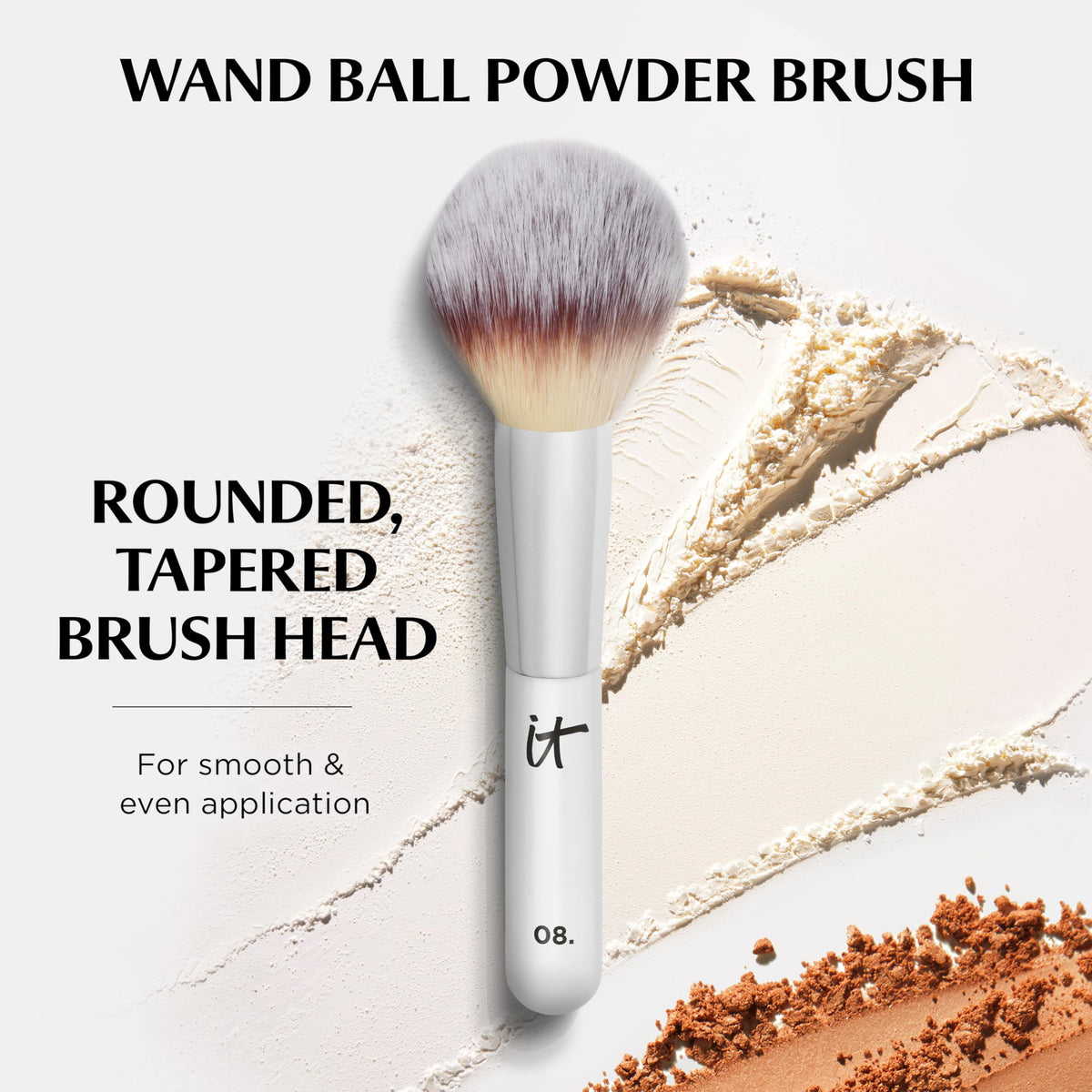 IT Cosmetics Heavenly Luxe Wand Ball Powder Brush #8 with soft-touch handle