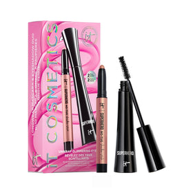 IT Cosmetics Holiday Makeup Set featuring Glimmering Rose Eyeshadow Stick and Superhero Mascara