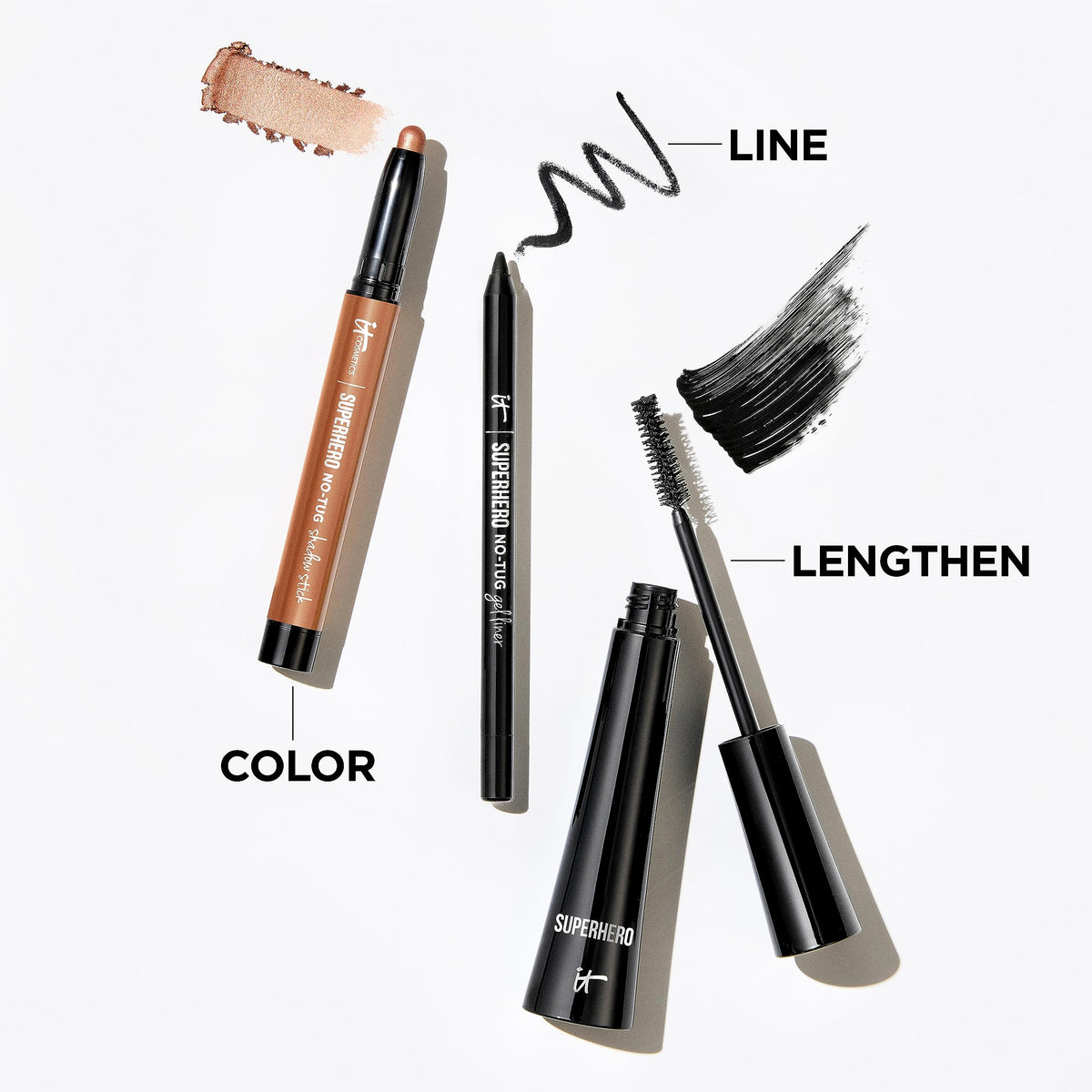 IT Cosmetics Superhero Eyeshadow Stick Silk Armor shade comparison