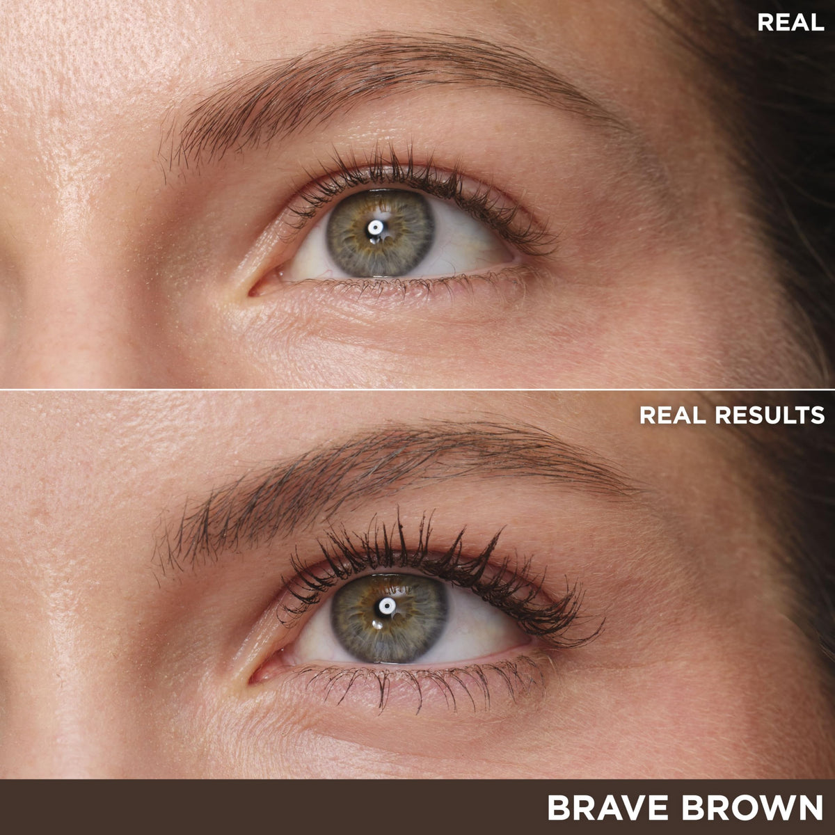 IT Cosmetics Superhero Mascara Brave Brown applied on lashes