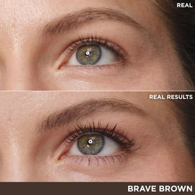 IT Cosmetics Superhero Mascara Brave Brown applied on lashes