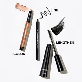 IT Cosmetics Superhero Mascara Brave Brown with makeup accessories