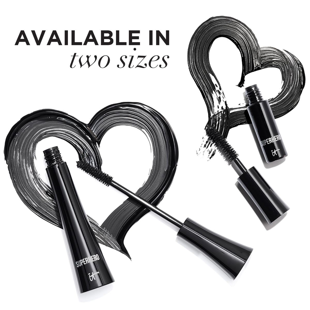 IT Cosmetics Superhero Mascara on vanity with other beauty products