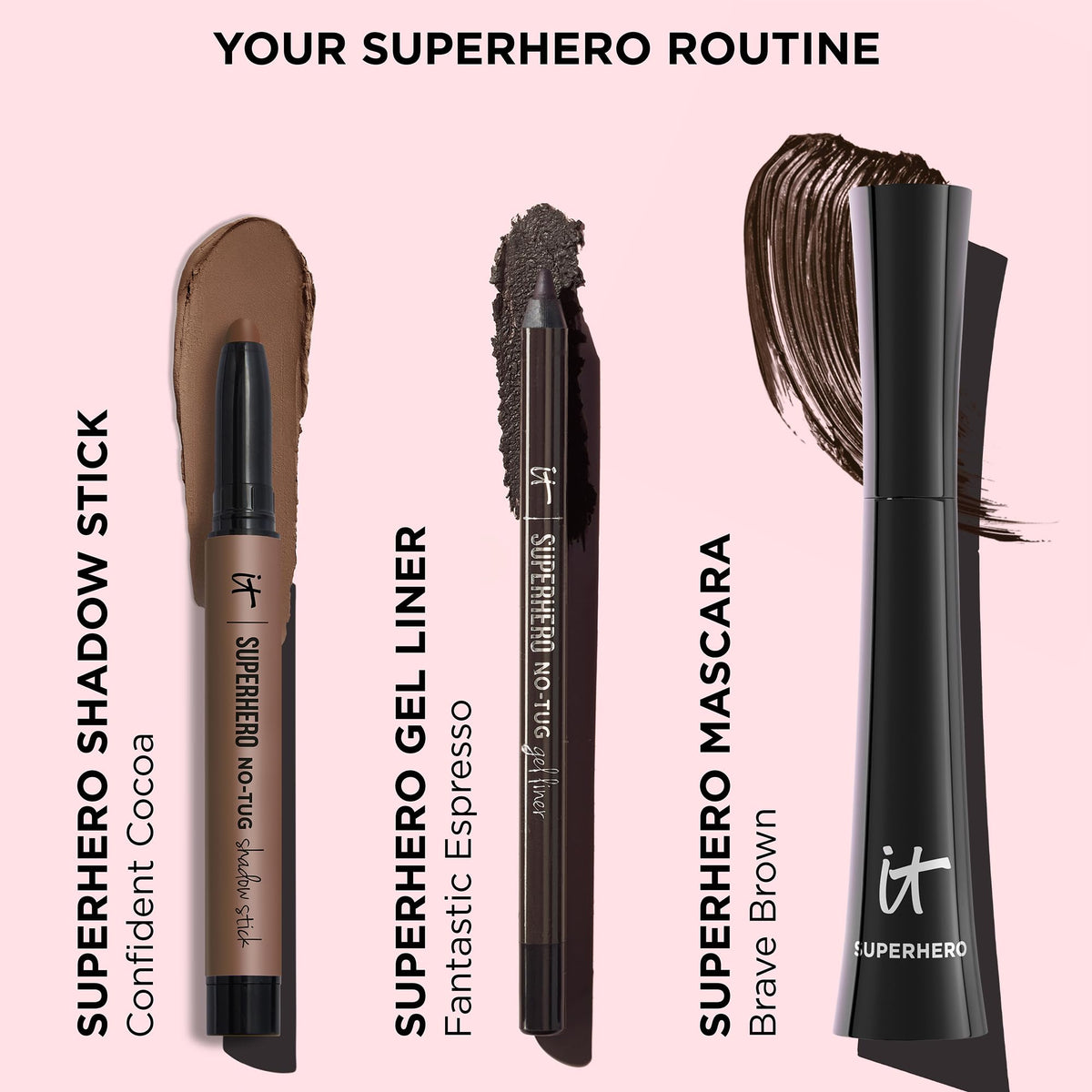 IT Cosmetics Superhero No-Tug Waterproof Eyeshadow Stick Confident Cocoa side view