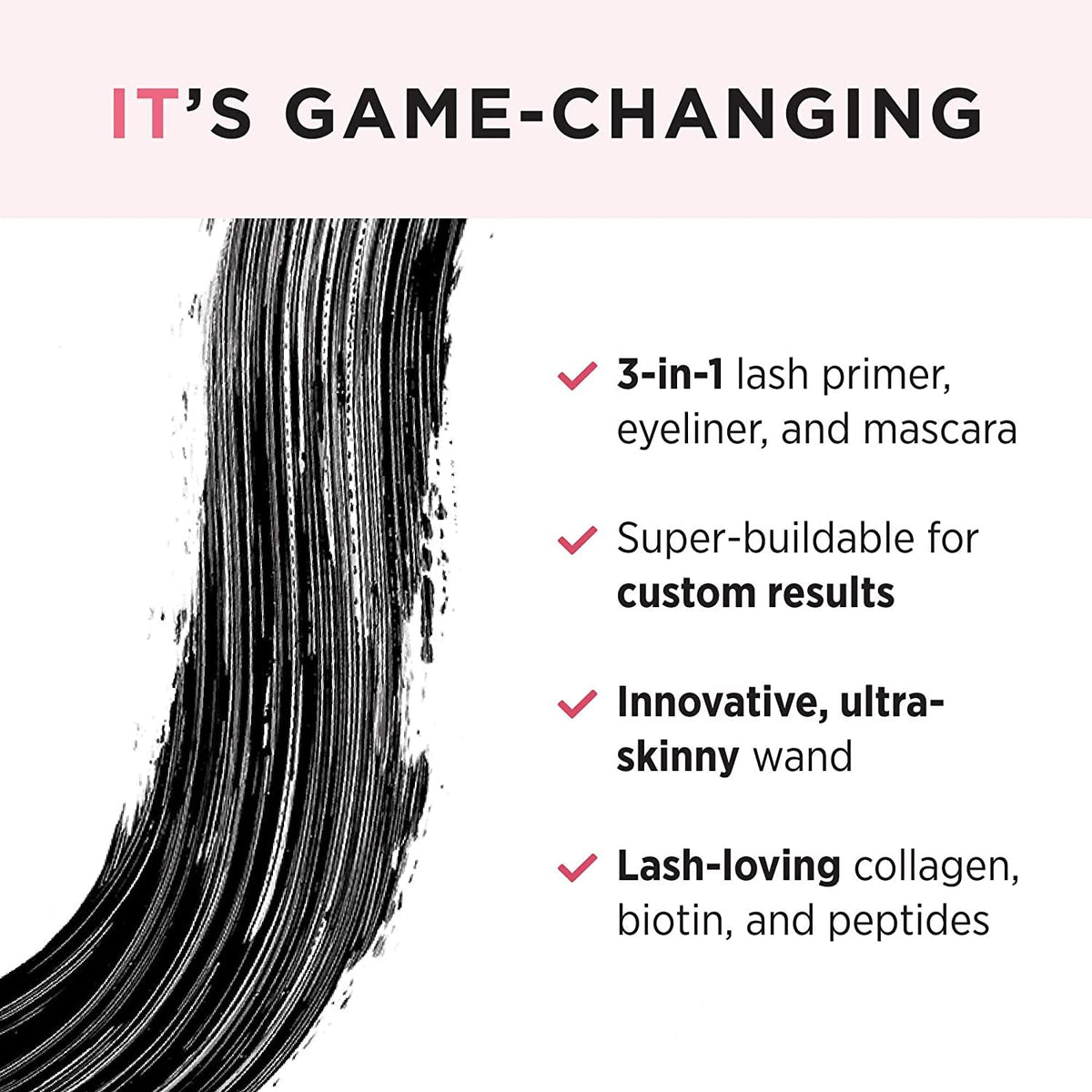 IT Cosmetics Tightline 3-in-1 Black Eyeliner + Mascara with applicator close-up