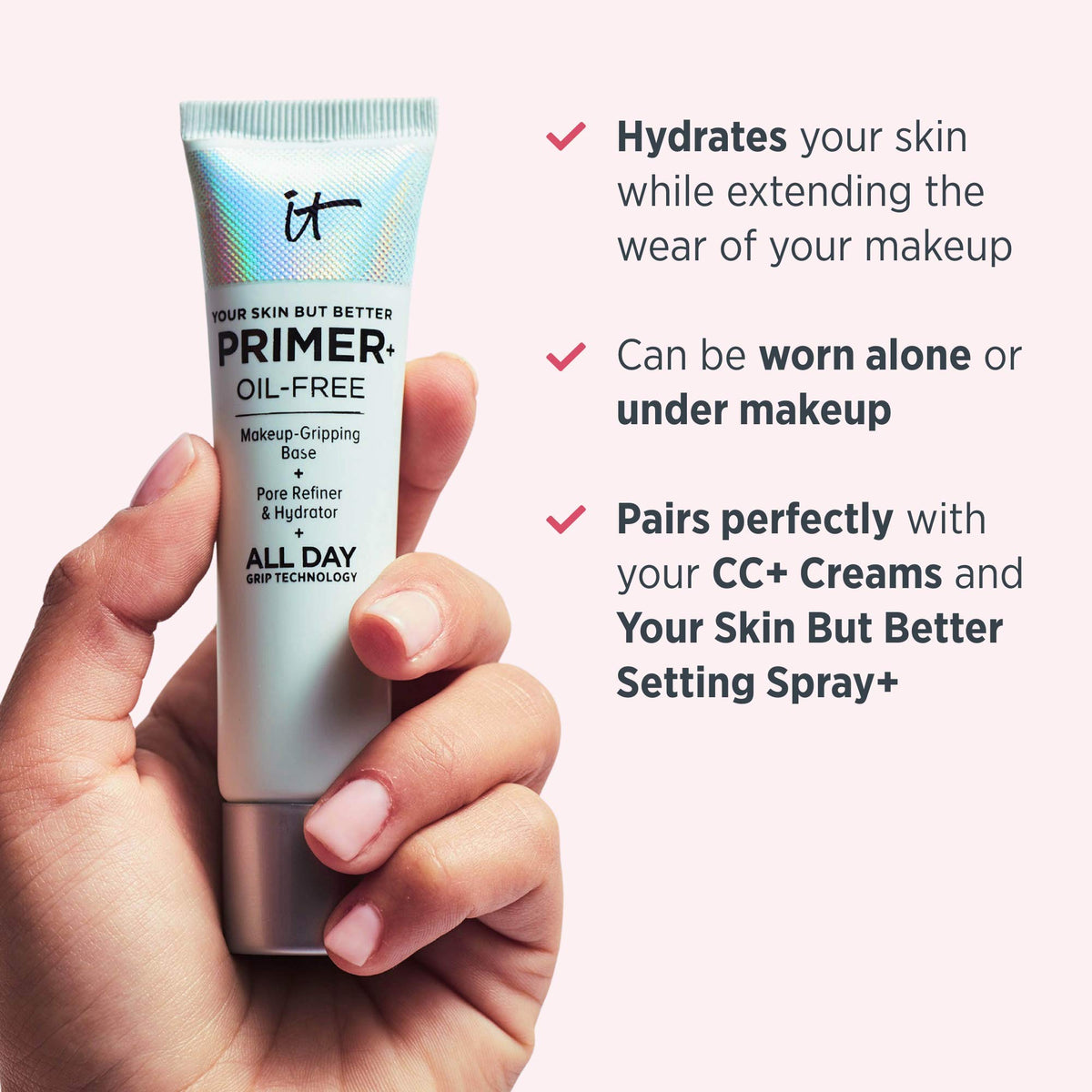 IT Cosmetics Your Skin But Better Oil-free Primer application on skin