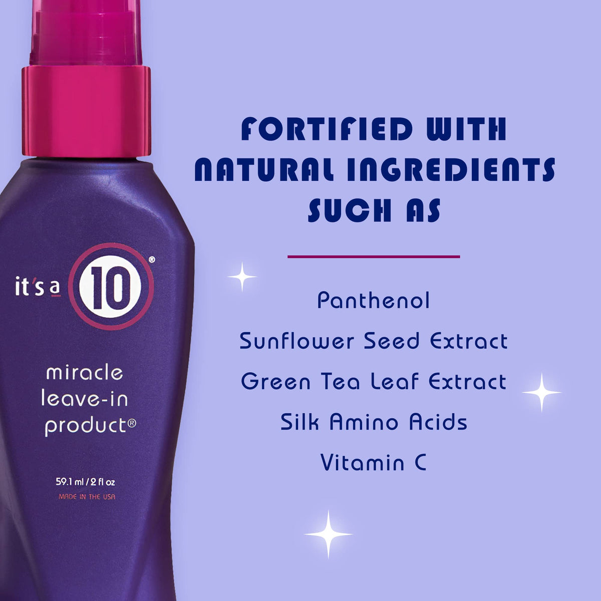 It's a 10 Haircare Miracle Leave-In Product 2 fl. oz. side view
